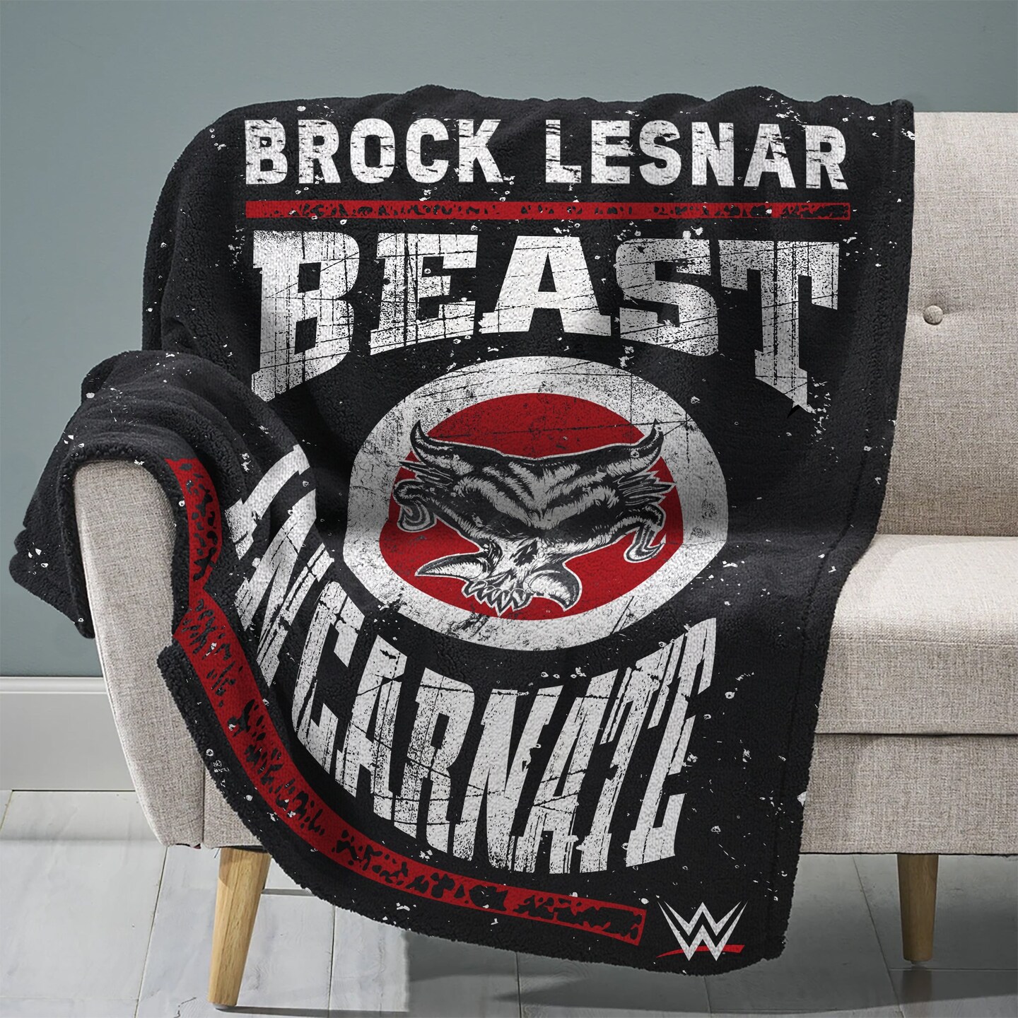 Sleep Squad WWE Brock Lesnar Beast Incarnate 60” x 80” Raschel Plush Blanket