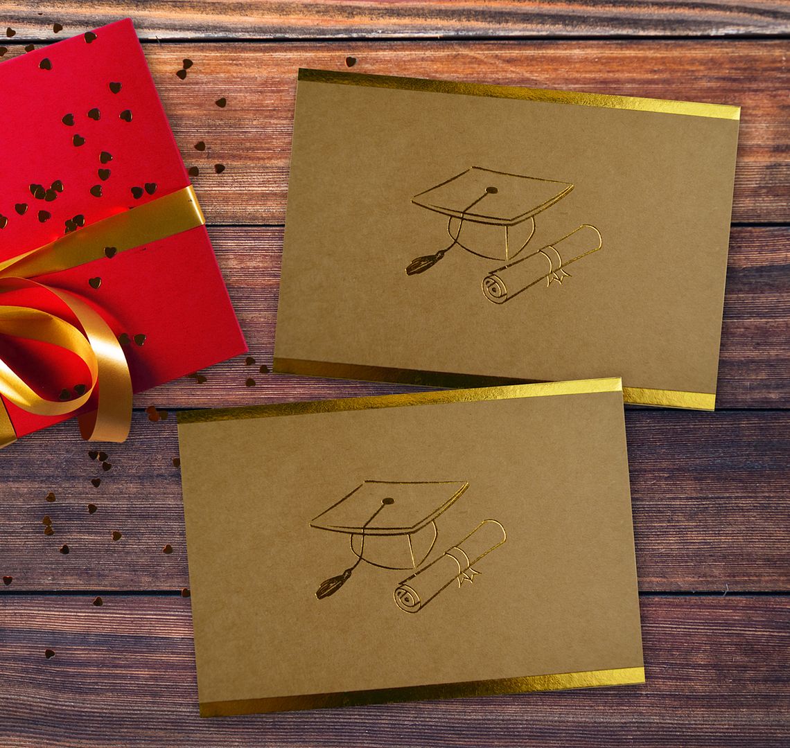 Great Papers! Thank You Note Card and White Envelope, Grad-itude with Gold Foil, 4.75&#x22; x 3.375&#x22;(folded), 50 count