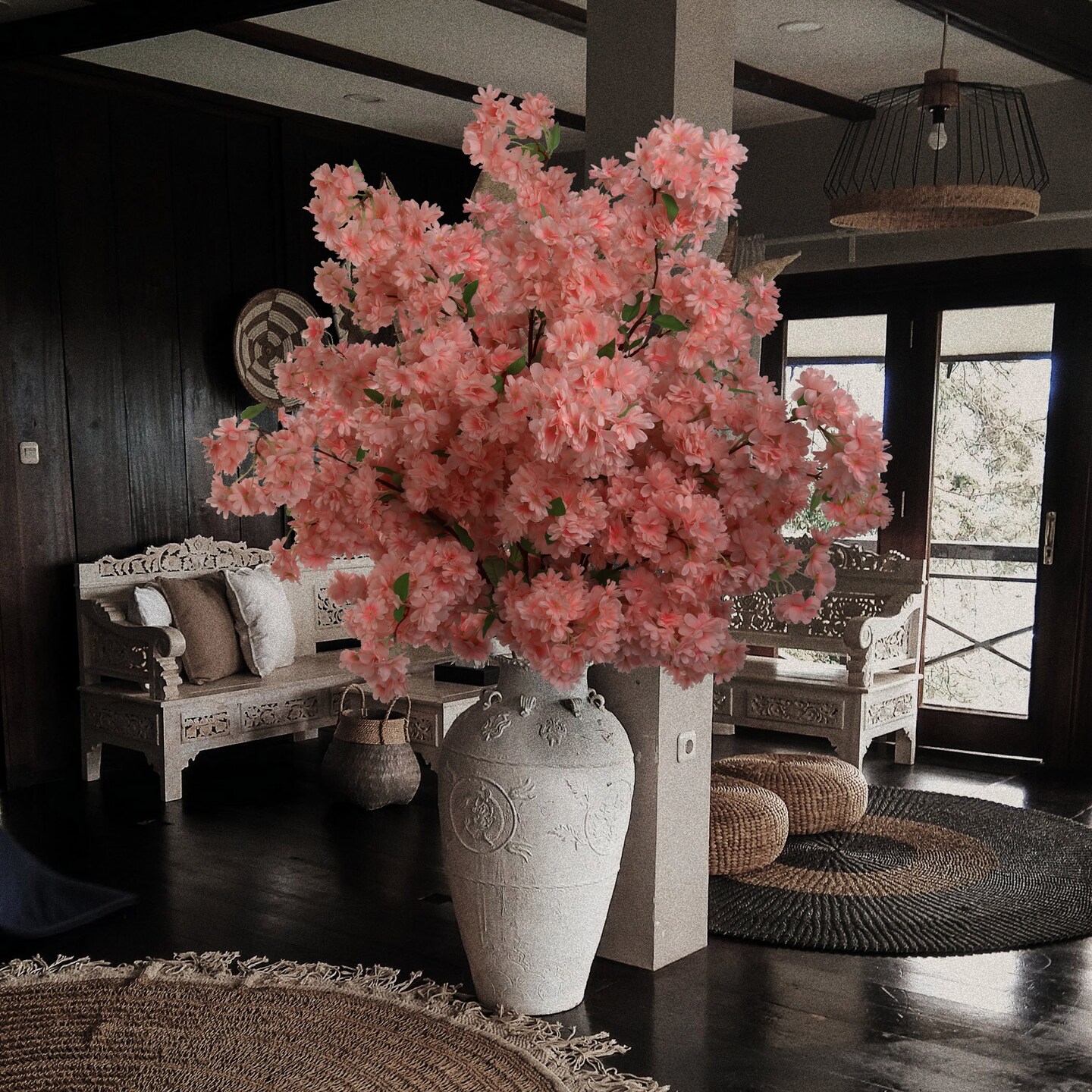 3-Pack: Light Pink Cherry Blossom Stems with Lifelike Silk Flowers - Perfect for Floral Arrangements, Bouquets & Home Decor - Floral Home by Artificial Flowers