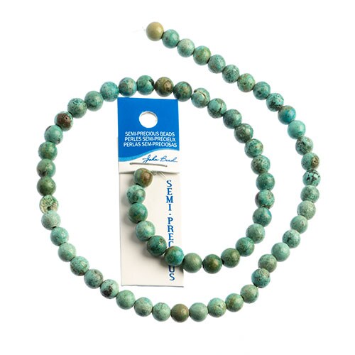 Earth&#x27;s Jewel Semi-Precious 6mm Turquoise Natural Round Strung Bead