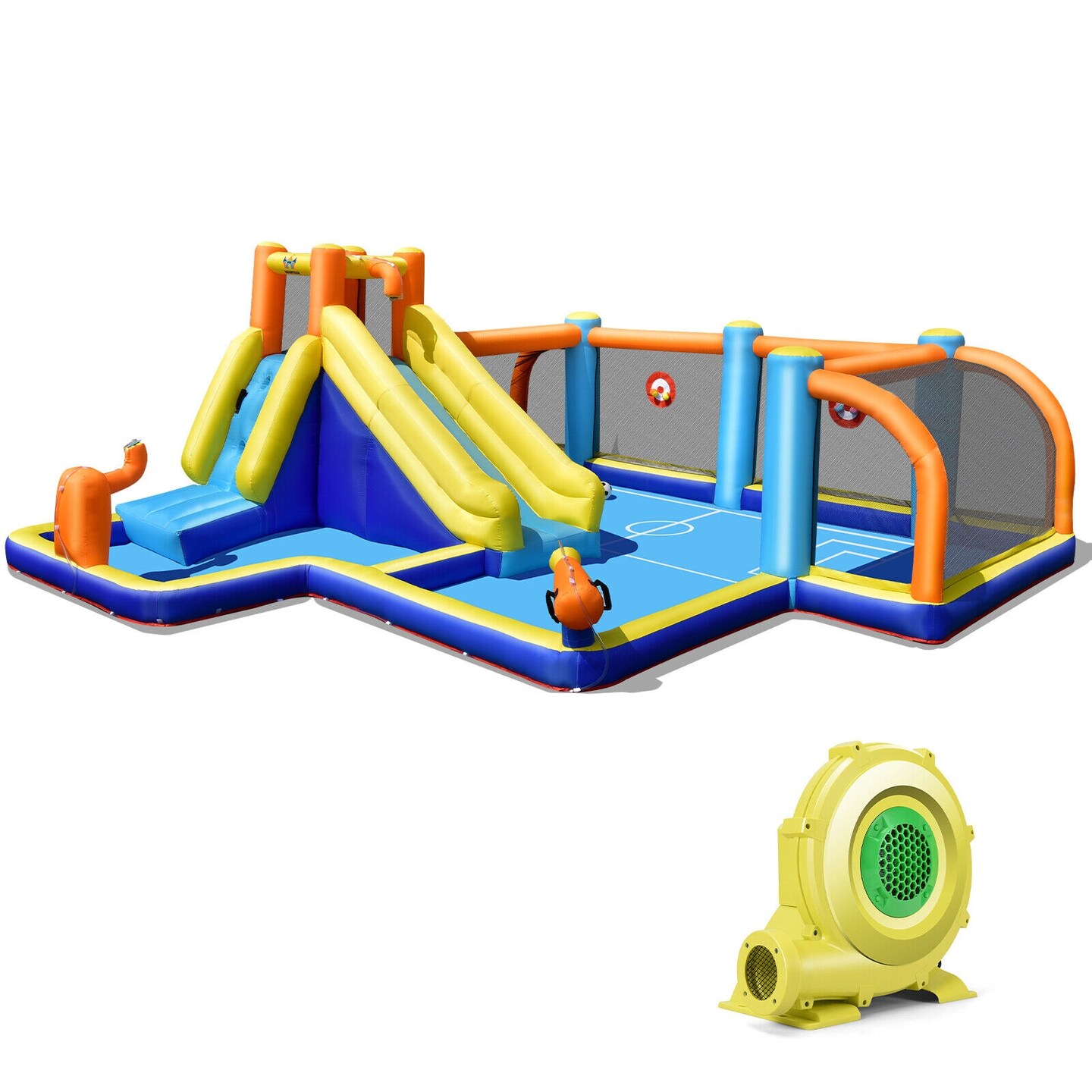 Giant Soccer Themed Inflatable Water Slide Bouncer with Splash Pool