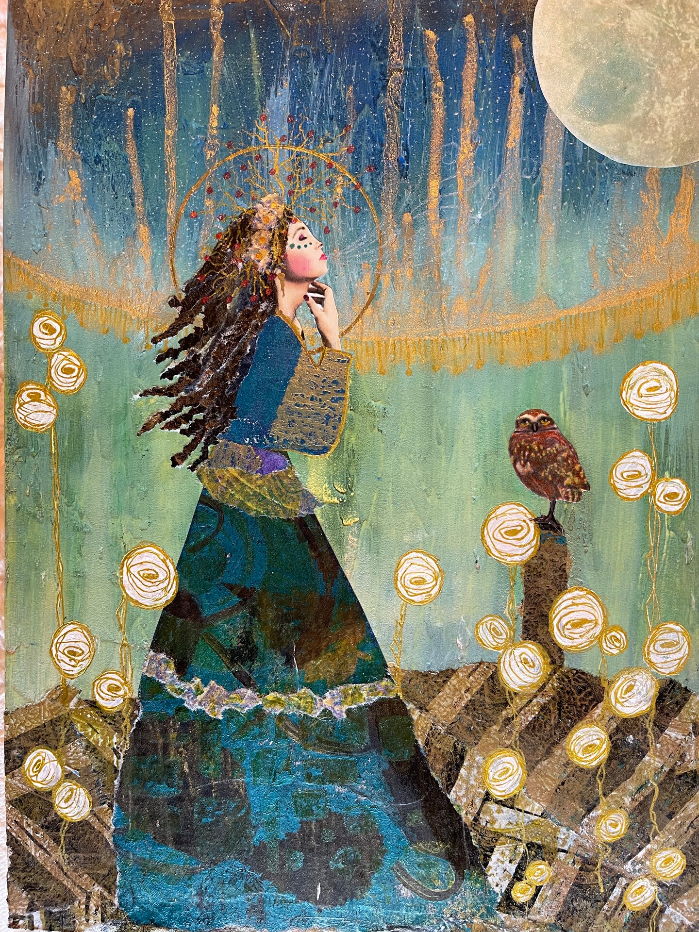 She Speaks Words of Wisdom Mixed Media Resin Collage art