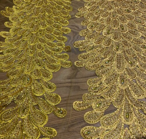 Kitcheniva Sequined Mesh Border Trim Sewing Crafts Gold Black