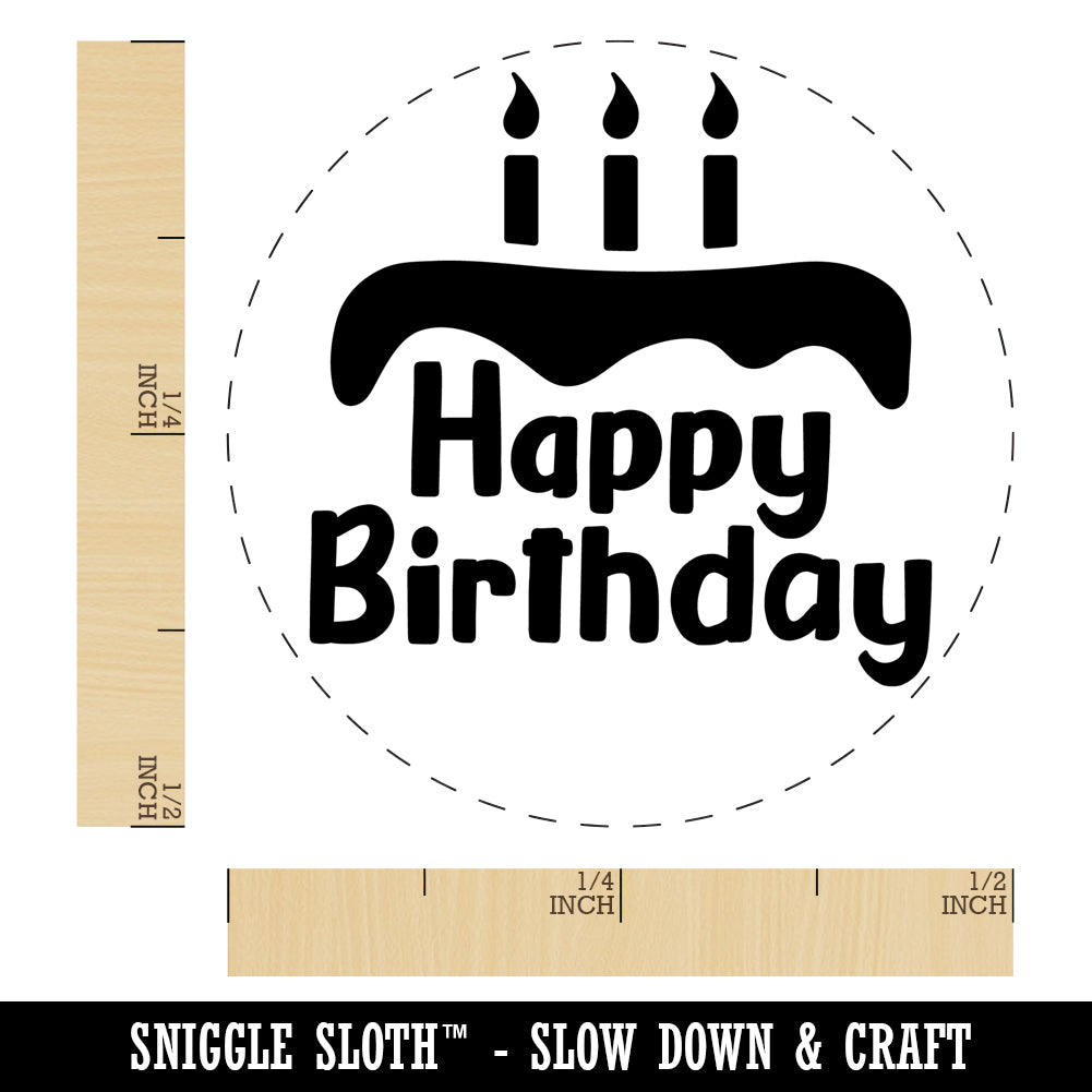 Happy Birthday with Cake Self-Inking Rubber Stamp Ink Stamper for Stamping Crafting Planners
