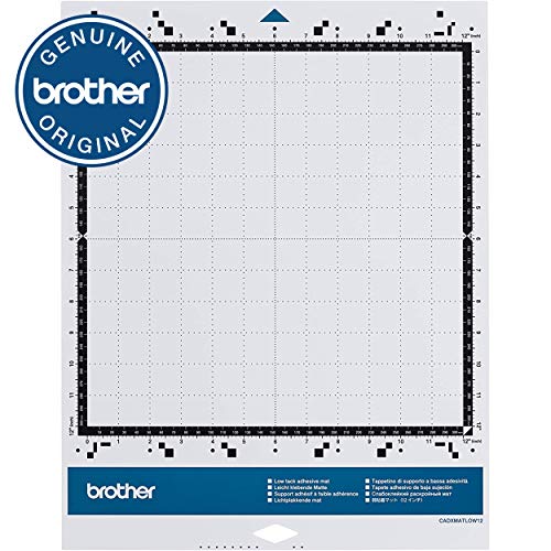 Brother ScanNCut DX Mat CADXMATLOW12, 12&#x22; x 12&#x22; Low Tack Adhesive for Thin and Delicate Materials, Use with Brother Cutting Machines