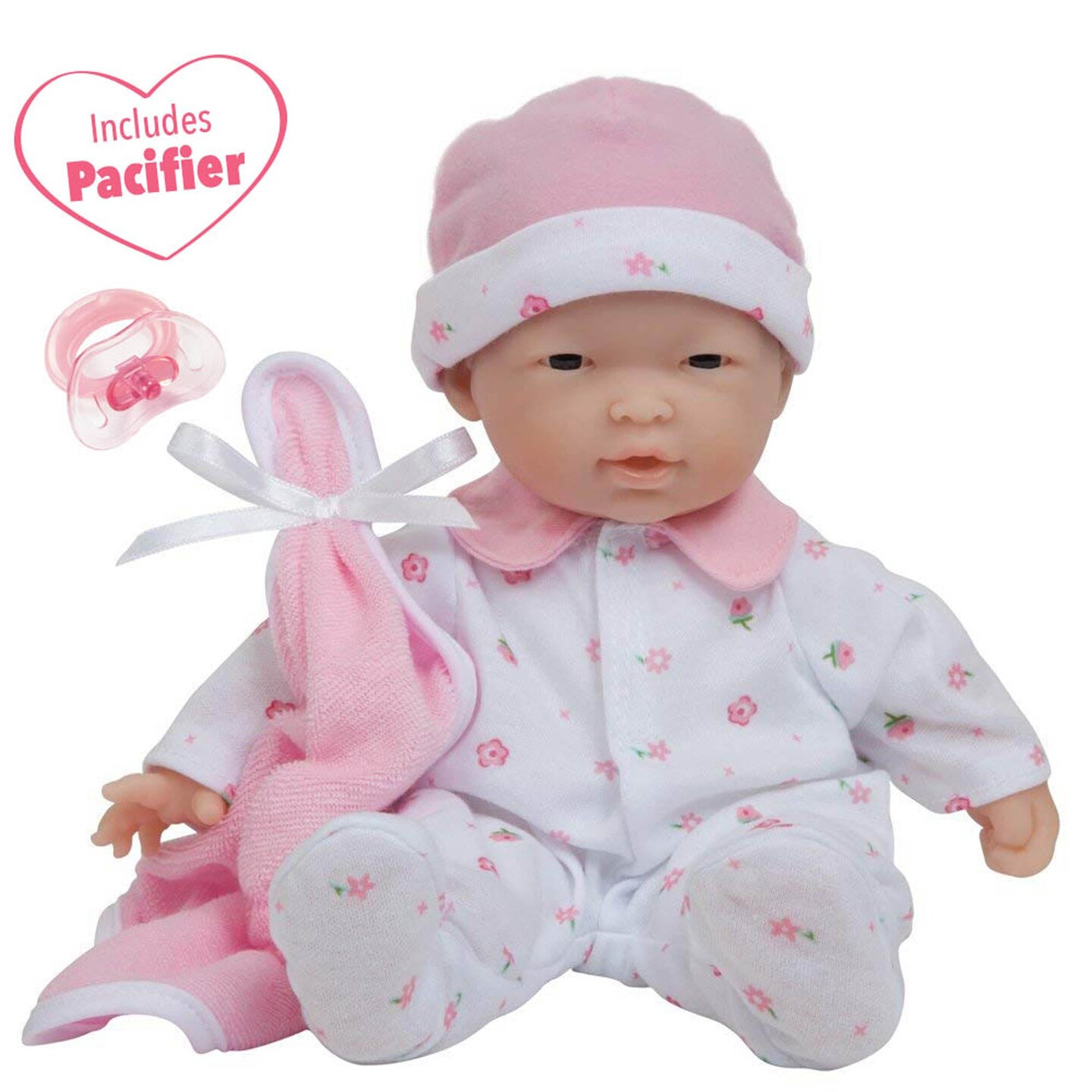La Baby Soft 11&#x22; Baby Doll, Pink with Blanket, Asian