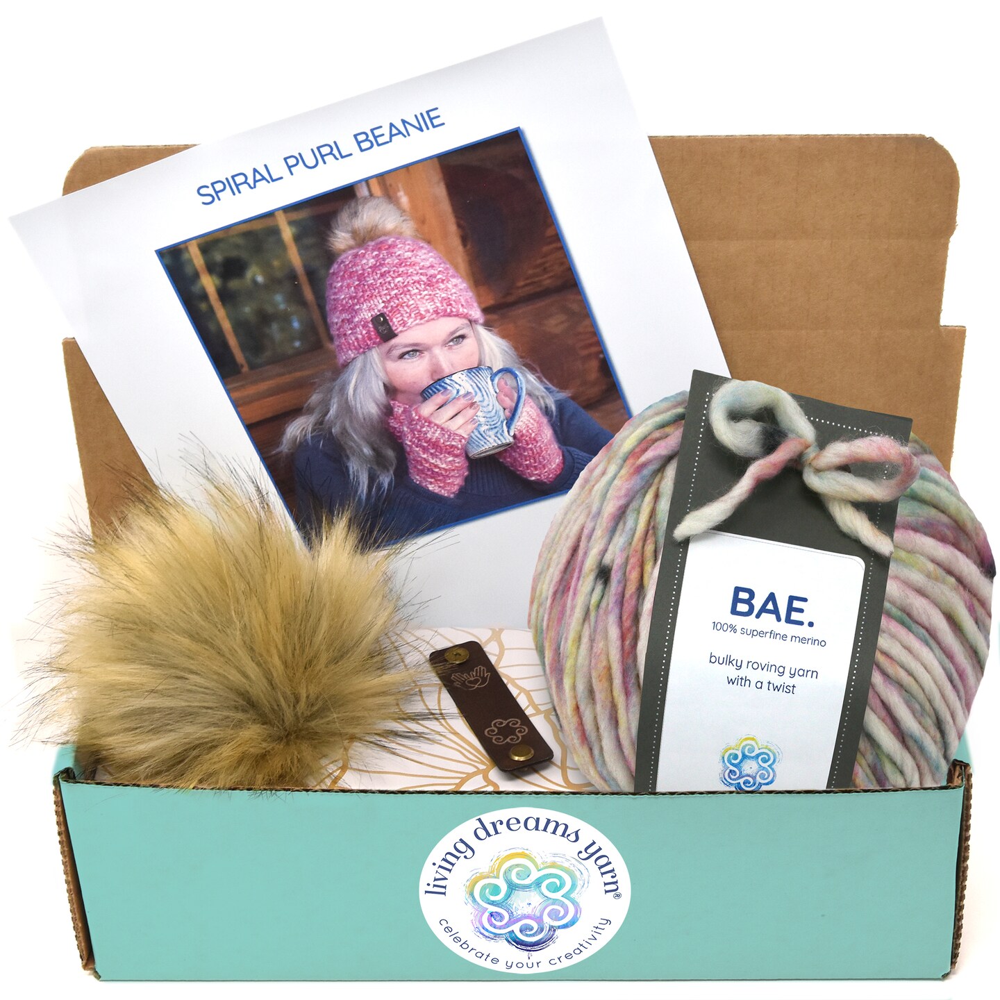 DIY Winter Hat Knit Kit. Includes Bulky Superfine Merino Wool Yarn