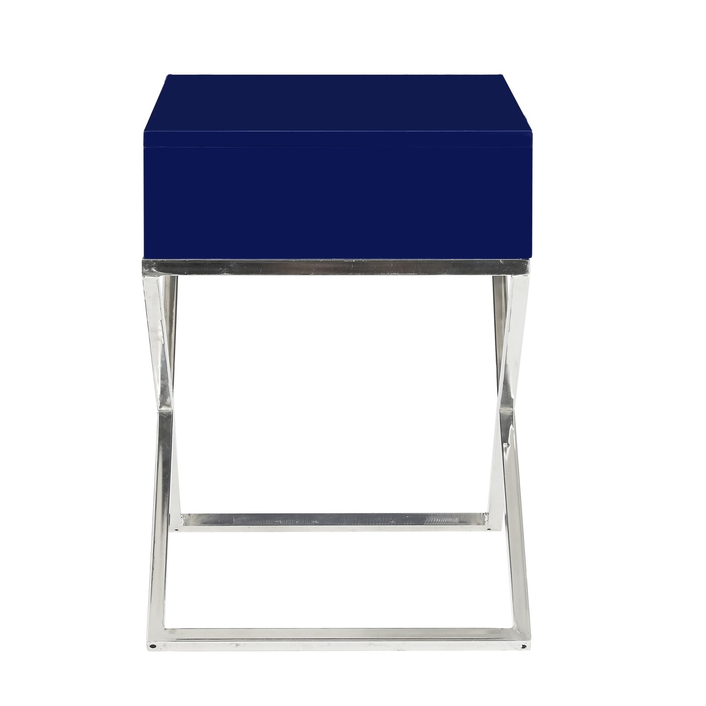 Laila Modern Square Lacquered Metal X-Leg Side/Accent Table/ Nightstand