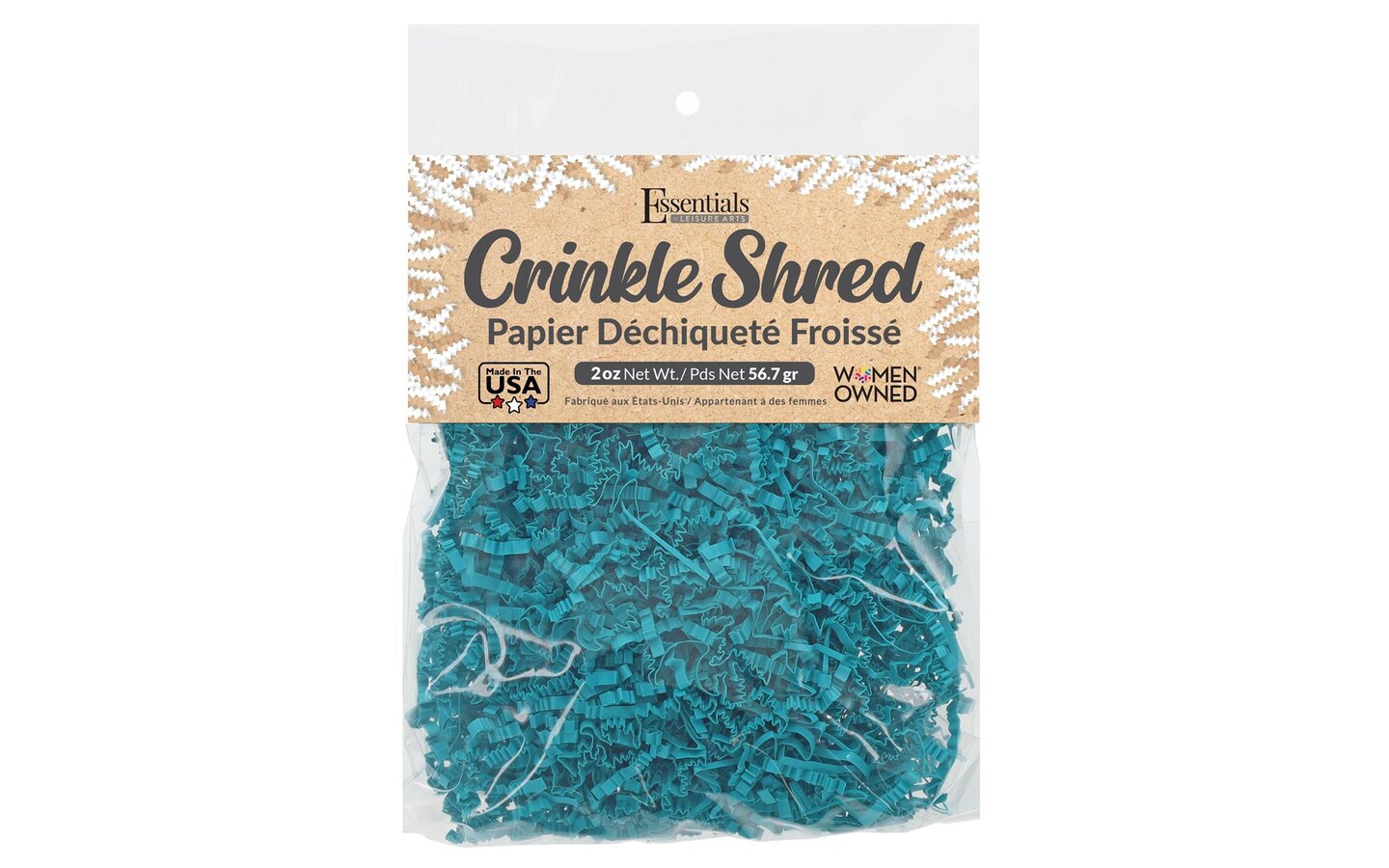Essentials by Leisure Arts Crinkle Shred Bag, Sea Blue, 2oz Shredded Paper Filler, Crinkle Cut Paper Shred Filler, Box Filler, Shredded Paper for Gift Box, Paper Crinkle Filler, Box Filling