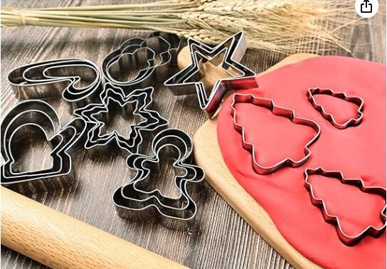 Stainless Steel Christmas Cookie Cutters Set - Snowman, Christmas Tree, Santa, Snowflakes, Bells, Cane, Gingerbread Man, Gloves, Stars, and More Shapes