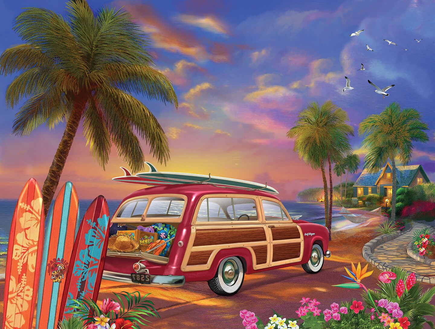 Sunsout Surfer Sunset 500 pc   Jigsaw Puzzle 31413