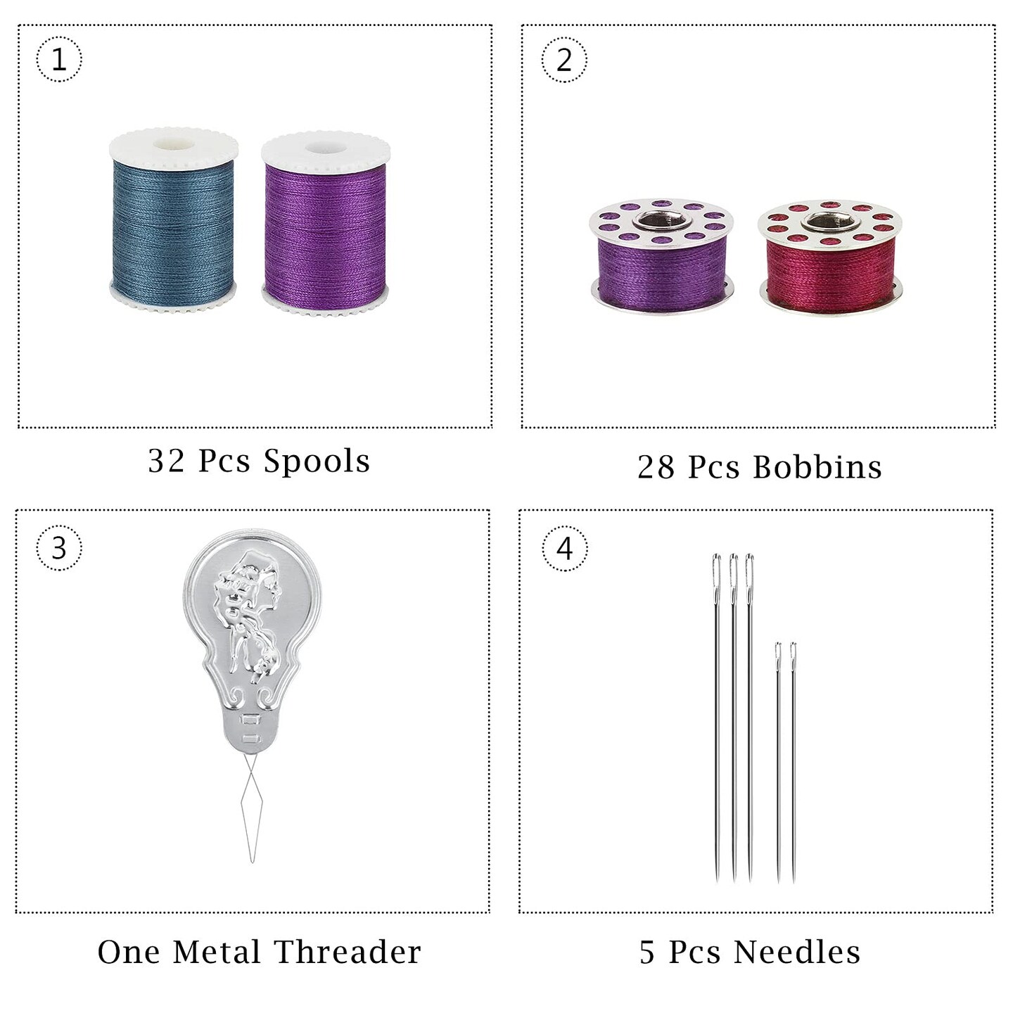 Mini Sewing Thread Spools and Bobbins for Sewing Machine, Hand Sewing