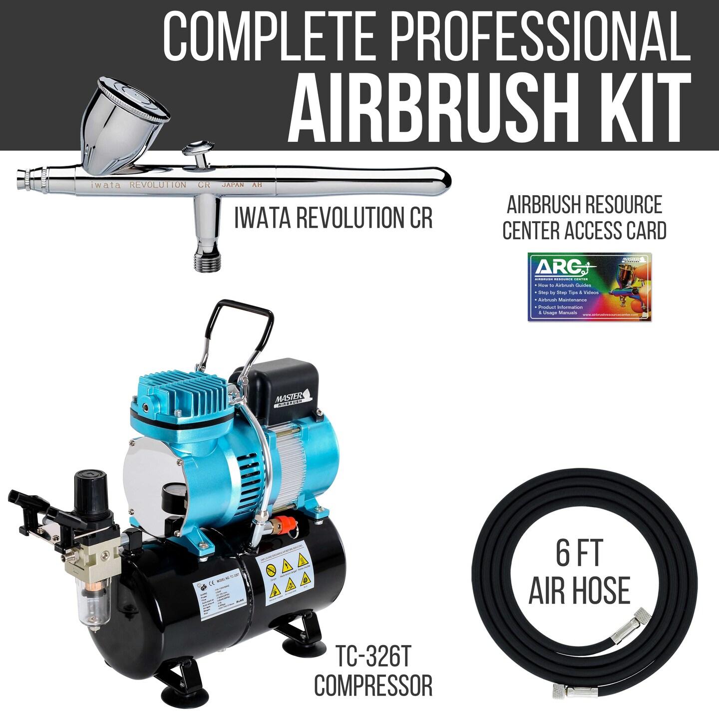 Revolution CR Airbrush Kit with Dual Fan Air Tank Compressor & Hose — TCP  Global