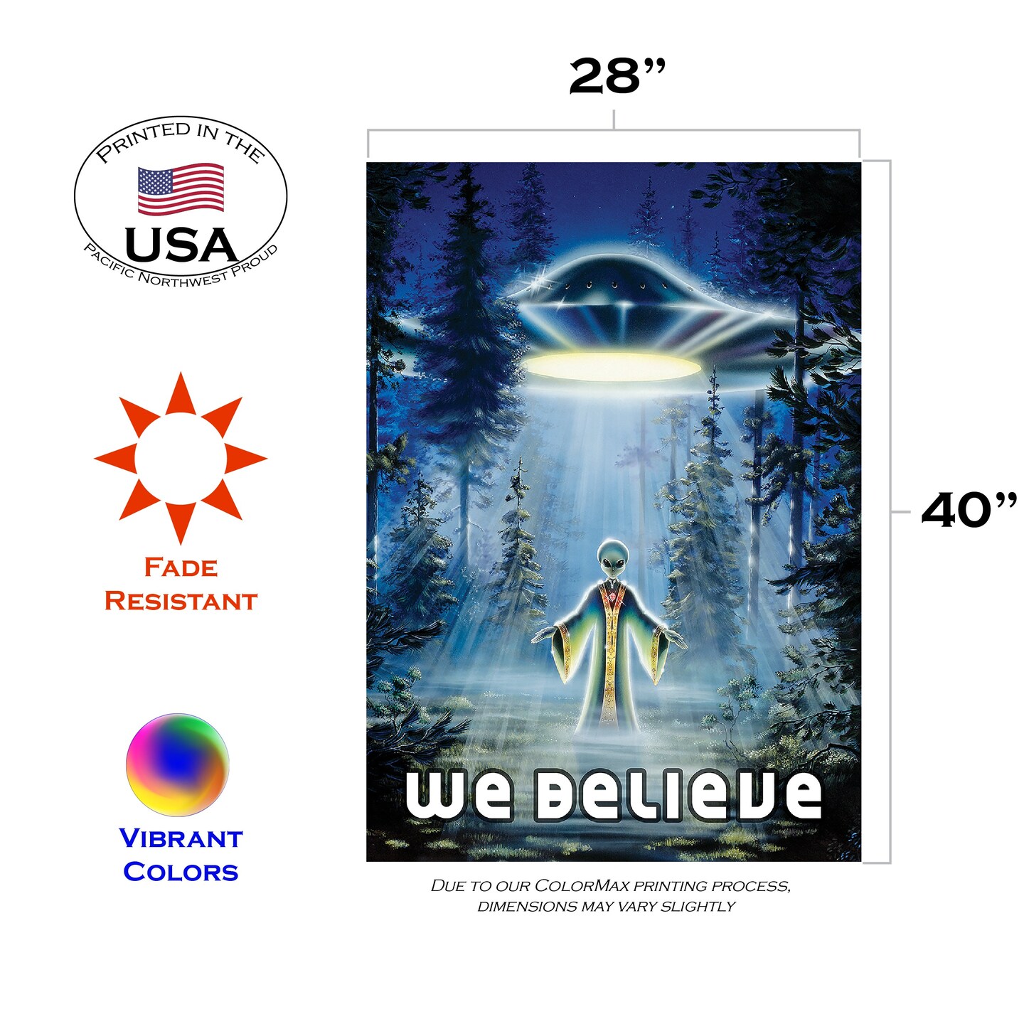UFO Believe Decorative Aliens Double Sided Flag