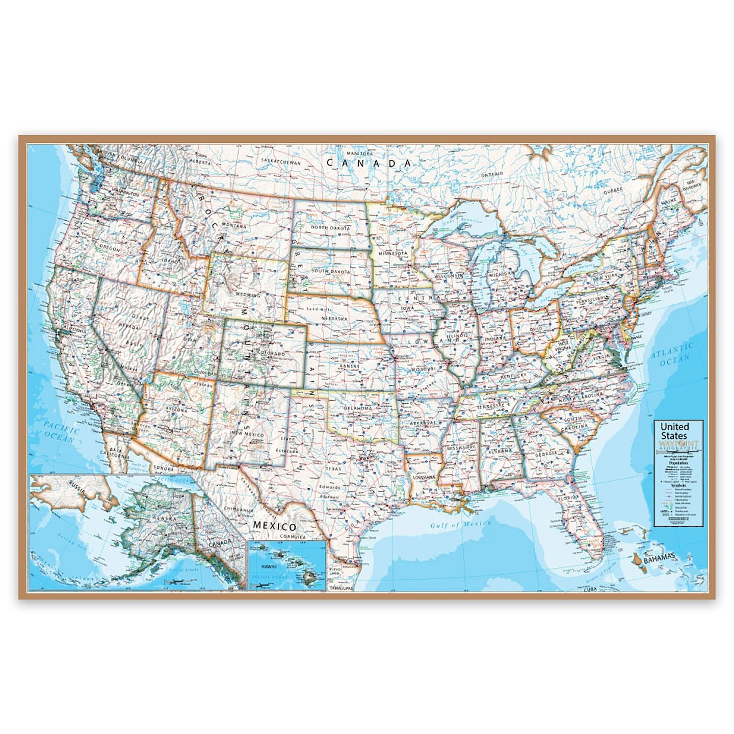 Contemporary USA 24&#x22; x 36&#x22; Laminated Wall Map