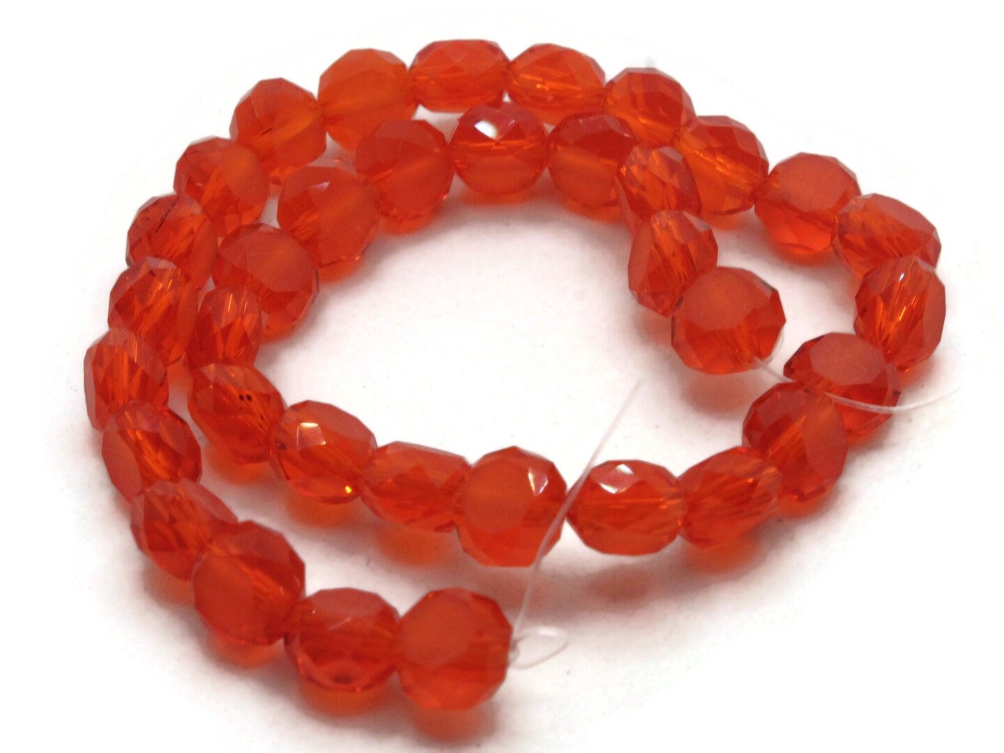 36 8mm Red Coin Faceted Flat Round Glass Beads