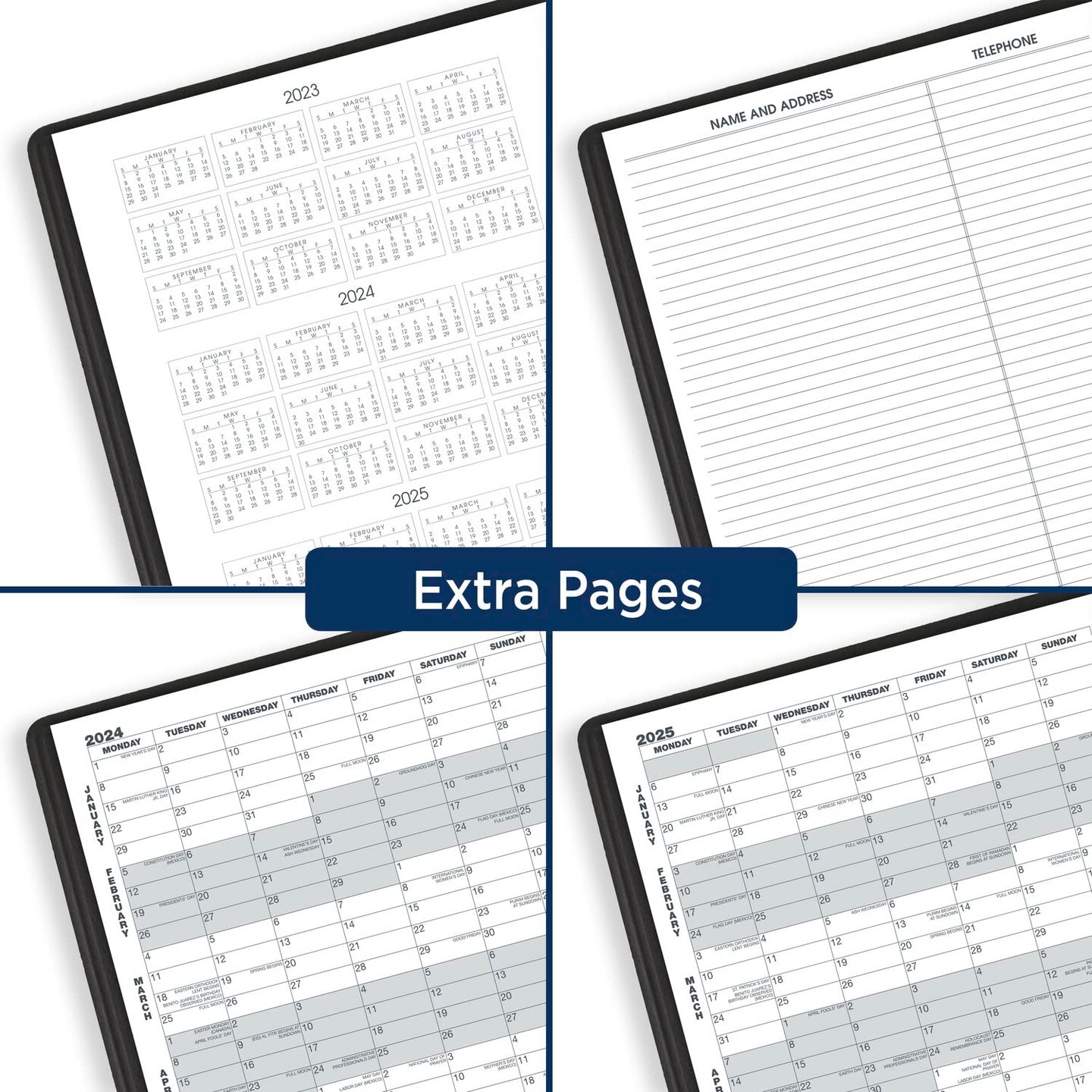 2024 Monthly Planner, 9&#x22; x 11&#x22;, Large, 15 Months, Black