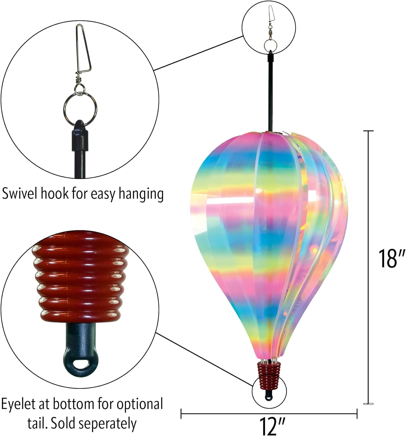Striped Iridescent 10 Panel Hot Air Balloon