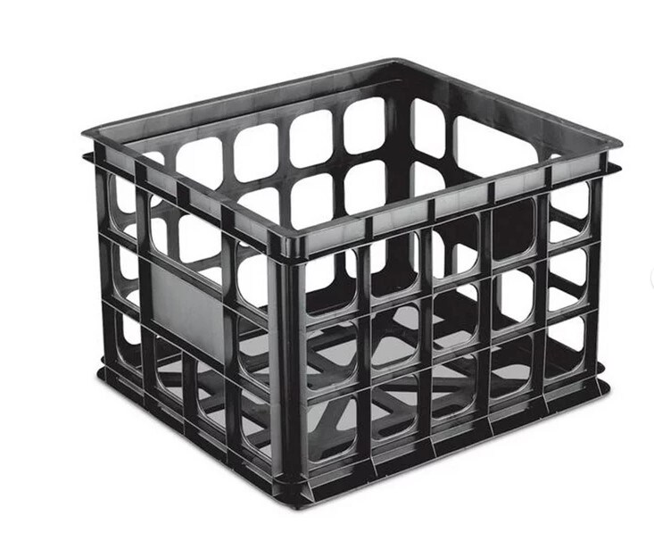 Heavy Duty Plastic Black Storage Box Milk Crate (6-Pack)