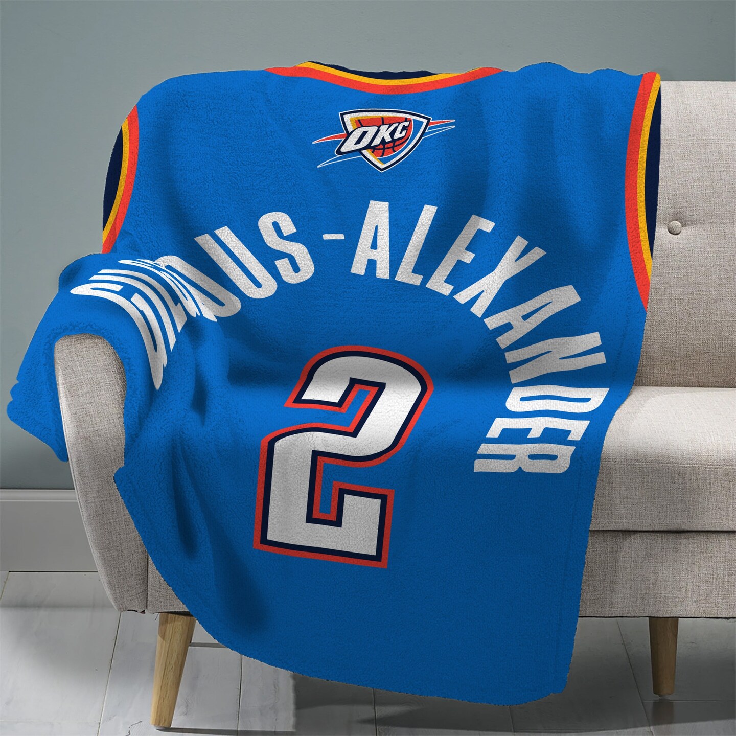 Sleep Squad Oklahoma City Thunder Shai Gilgeous-Alexander 60” x 80” Plush Jersey Basketball Blanket