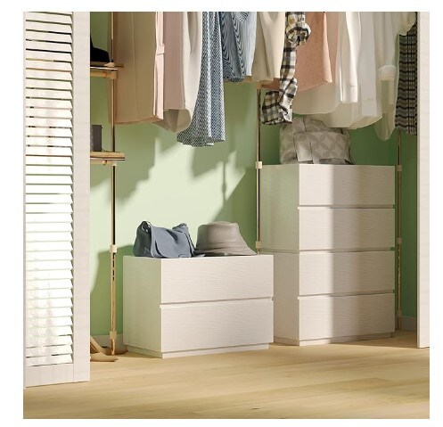 Sturdy Two-Drawer Dresser with Multiple Uses for Bedrooms, Entryway Storage Cabinet, Nightstand Sofa Beside Table, Drawer Chest, 23.6 in., White Oak