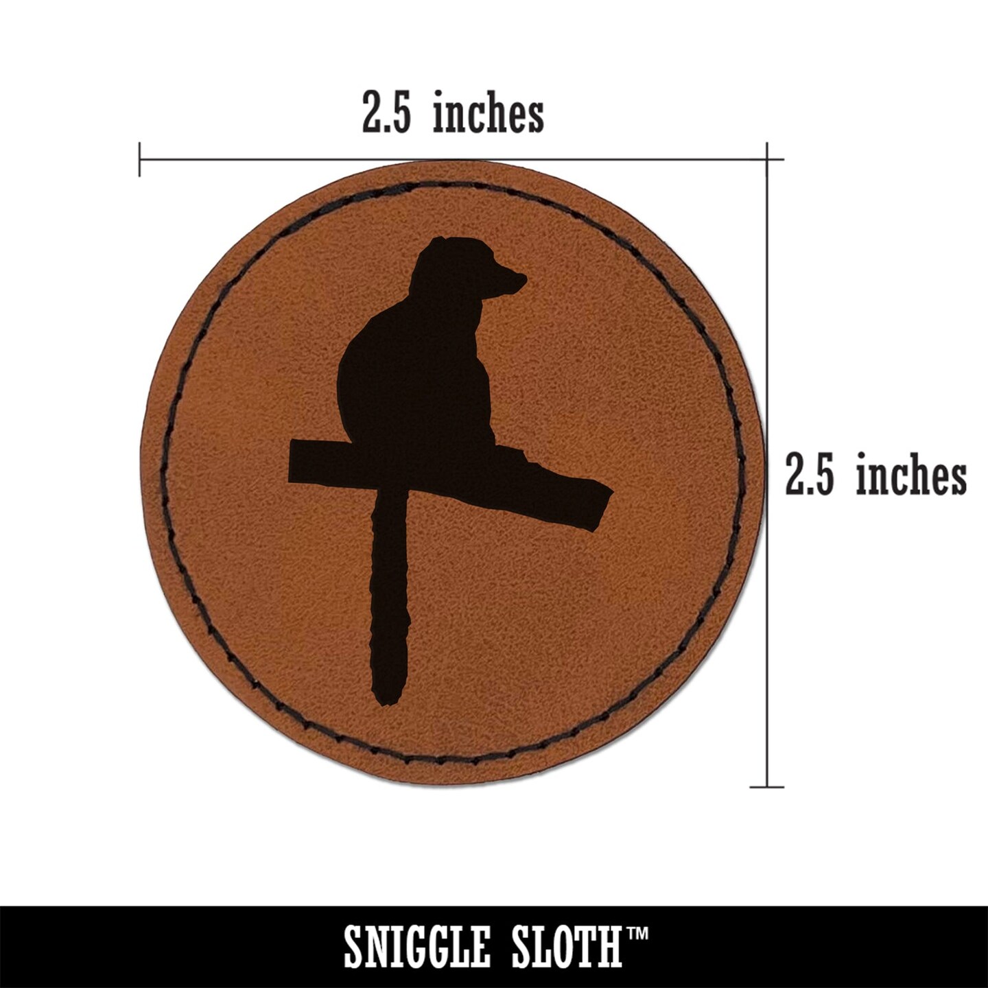 Lemur Solid Round Iron-On Engraved Faux Leather Patch Applique - 2.5&#x22;