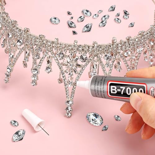 B7000 Jewelry Glue for Rhinestones, Cridoz 10Pack Flexible Super Glue Gel  with Precision Tip Multi Function Clear Gem Glue Fabric Adhesive for Cloth  Metal Stone Bead Jewelry Making Wood Glass