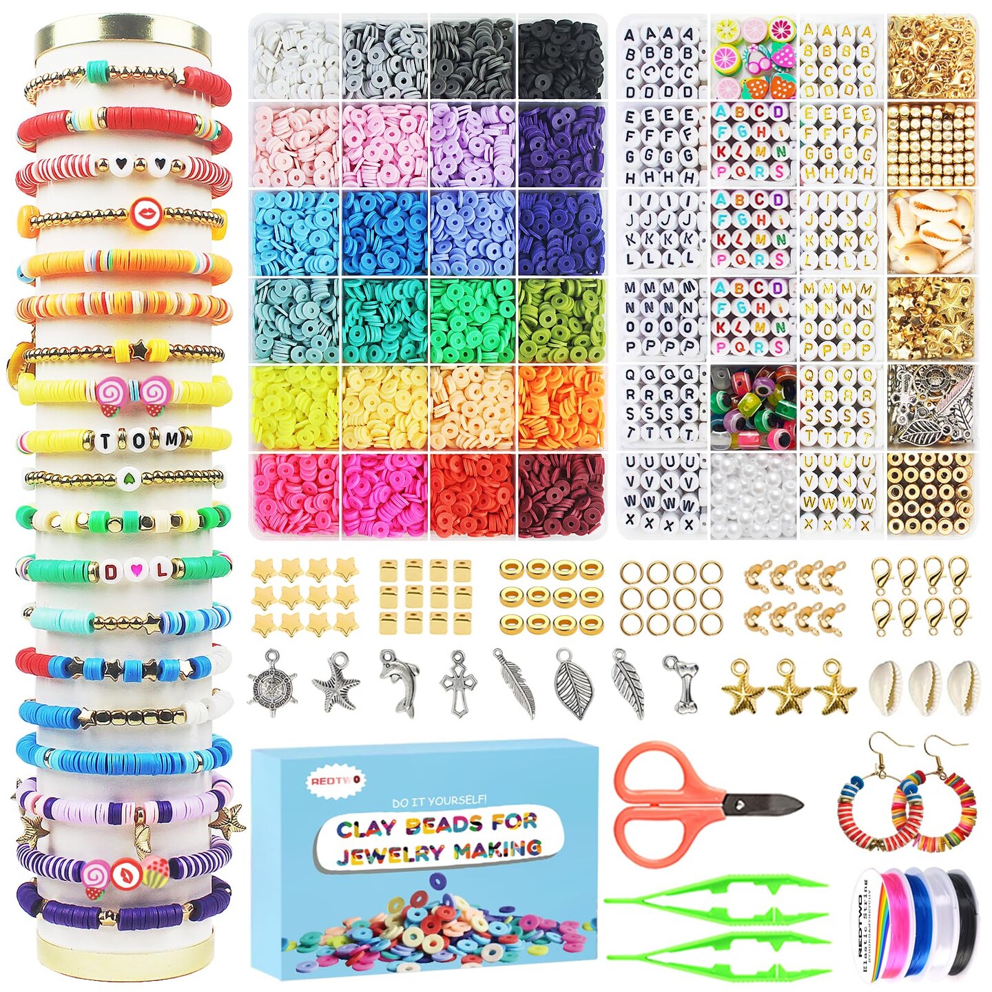 12220pcs Clay Beads Clay Bead Bracelet Kit, 96 Colors Beads 6mm Flat Round  Clay Heishi Beads for Bracelerts with Letter Beads Charm and Elastic  Strings Friendship Bracelet Making Kit for Girls | Michaels