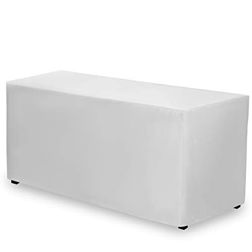 72 x 30 Inch White Fitted Table Cloth for 6 Foot Rectangle Table - Heavy Duty Washable Fabric - for 6 Ft Buffet Table Holiday Party Dinner Wedding & Trade Show