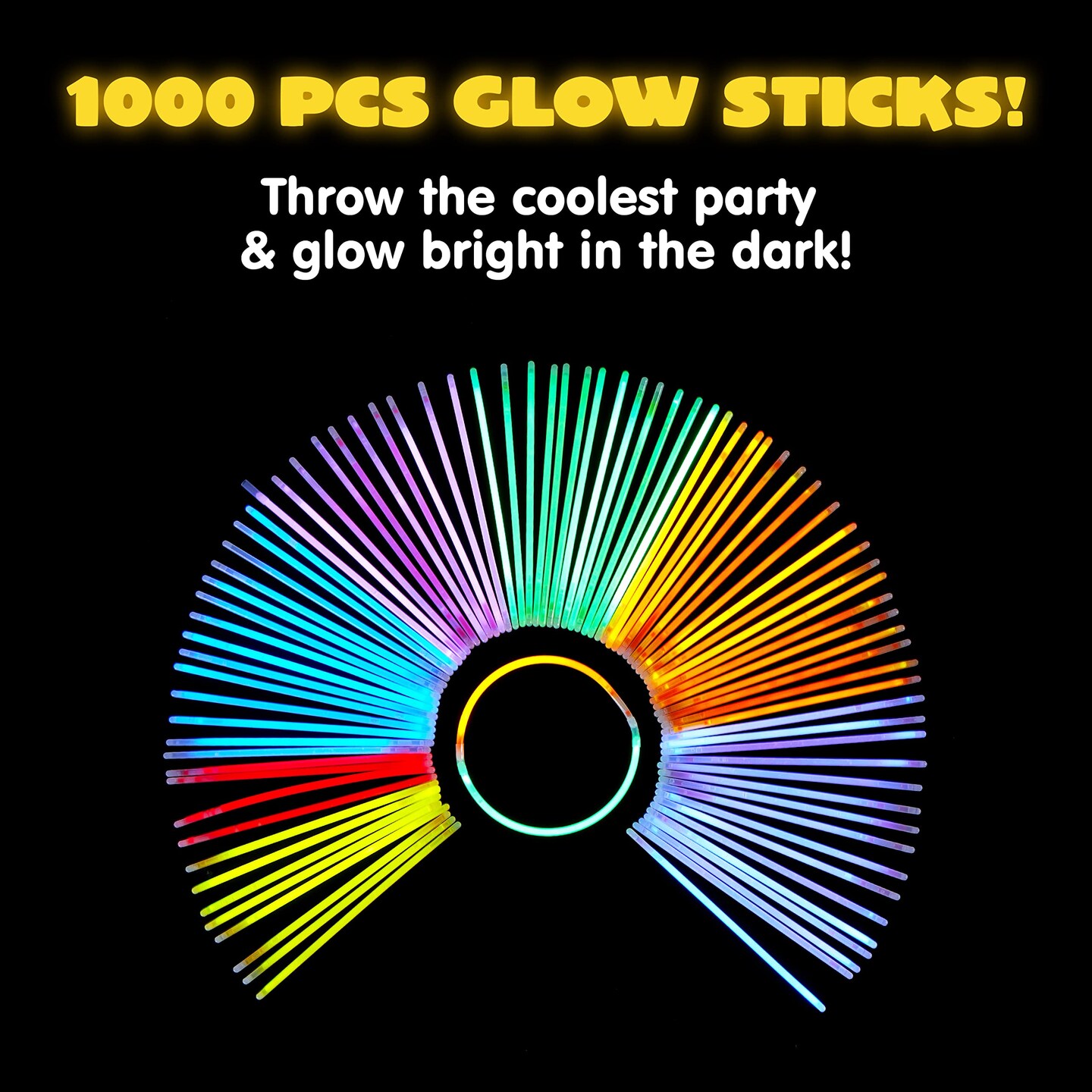 JOYIN 144 Pcs Glow Sticks Bulk 8&#x22; Bracelets Necklaces, Glow in the Dark Neon, Easter, Christmas, Football,Halloween Party Supplies Pack