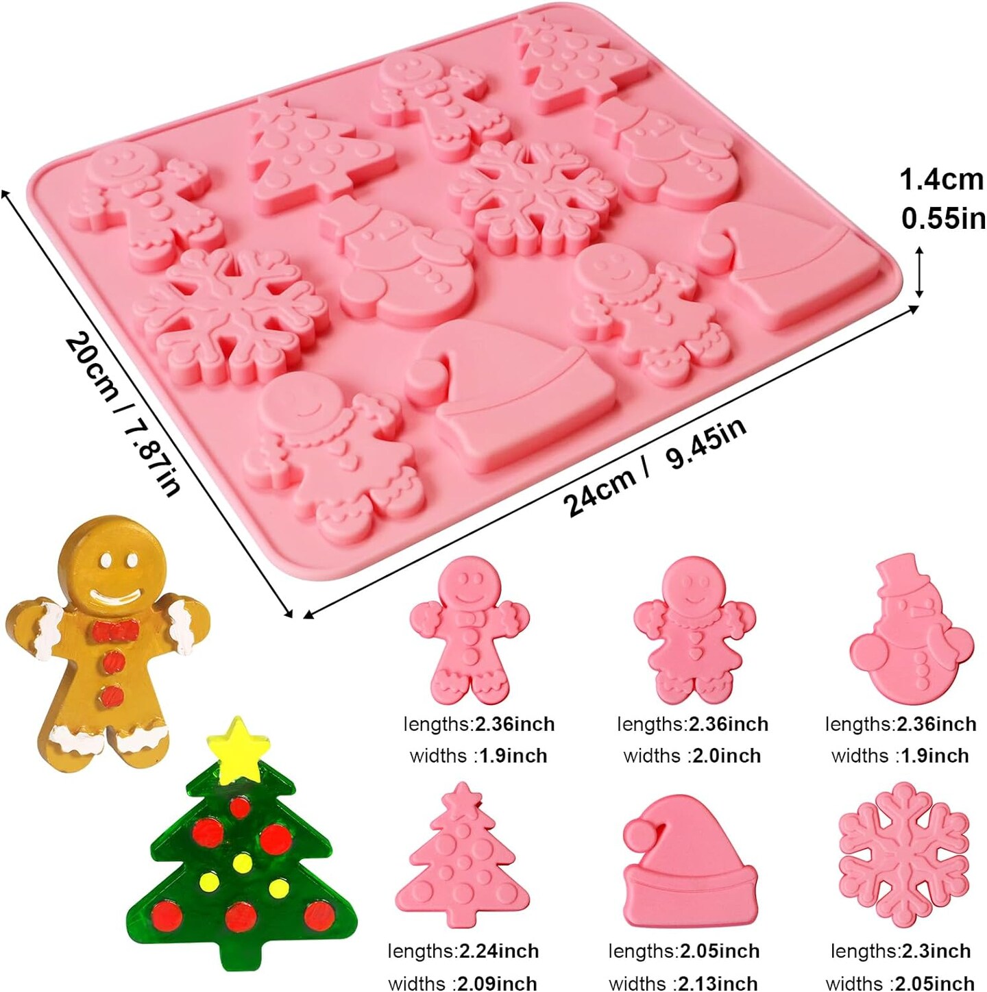 Non-stick Christmas Silicone Candy Molds 2 packs