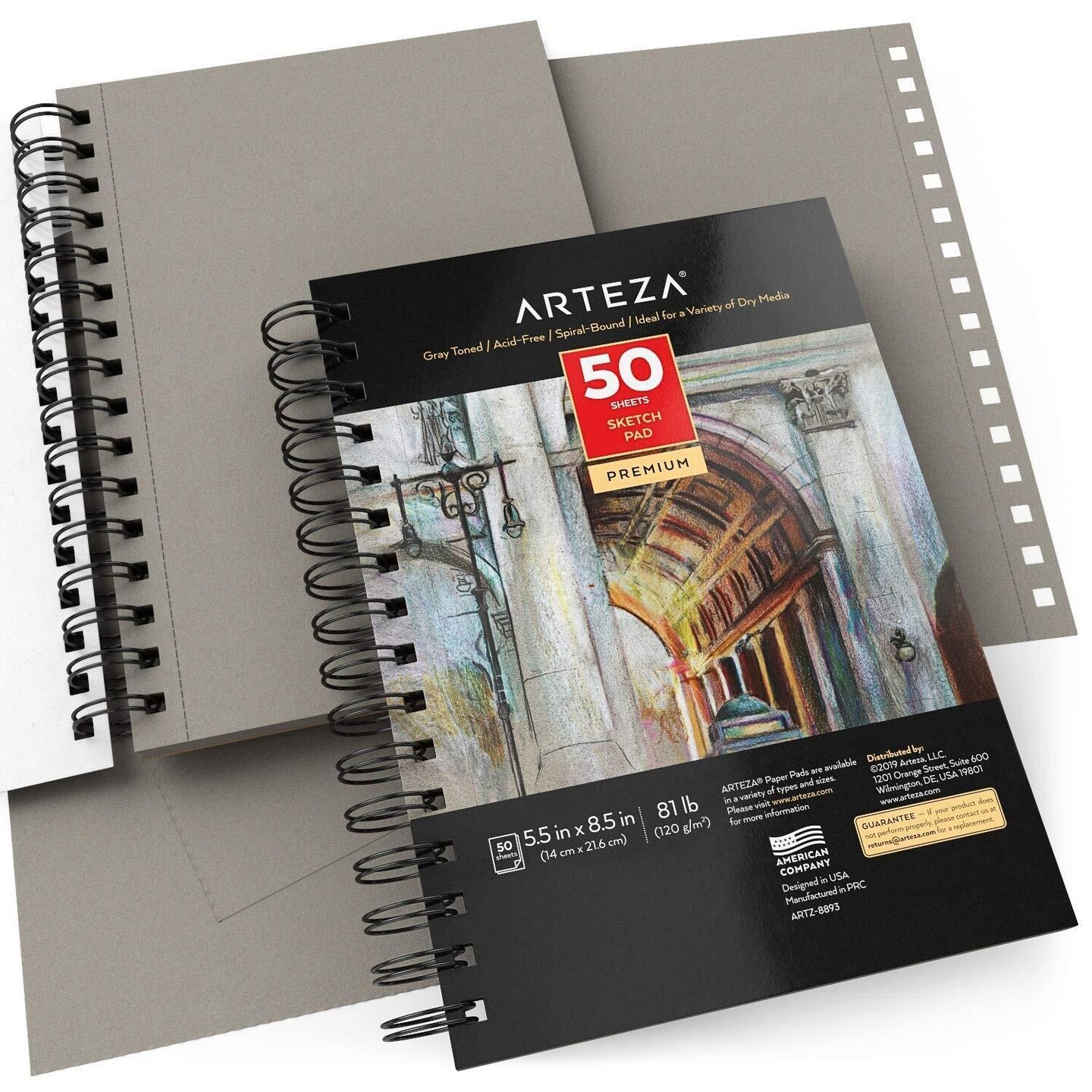 3-Pack Gray Toned Sketchbooks with 50 Sheets Each