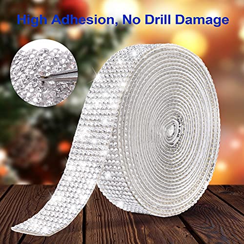 3Yards Self Adhesive Crystal Rhinestone Diamond Ribbon&#xFF0C;Rhinestone Decorative Sticker with 2mm Rhinestones, Diamond Crystal Sticker for Car Decoration or DIY Crafts (Silver, 0.51 Inch )