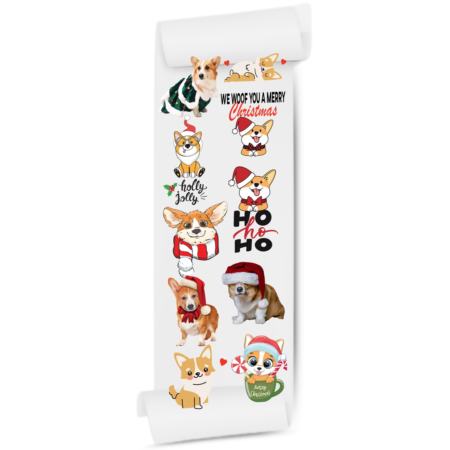 Festive Christmas Corgis: DTF (Direct-to-Film) Gang Sheets - 22x60 DTF Gang Sheet, Custom DTF Transfers , Wholesales Gang , Bulk DTF Sheets , Ready to Press , Direct to Fil Transfer, Personalized Heat Print
