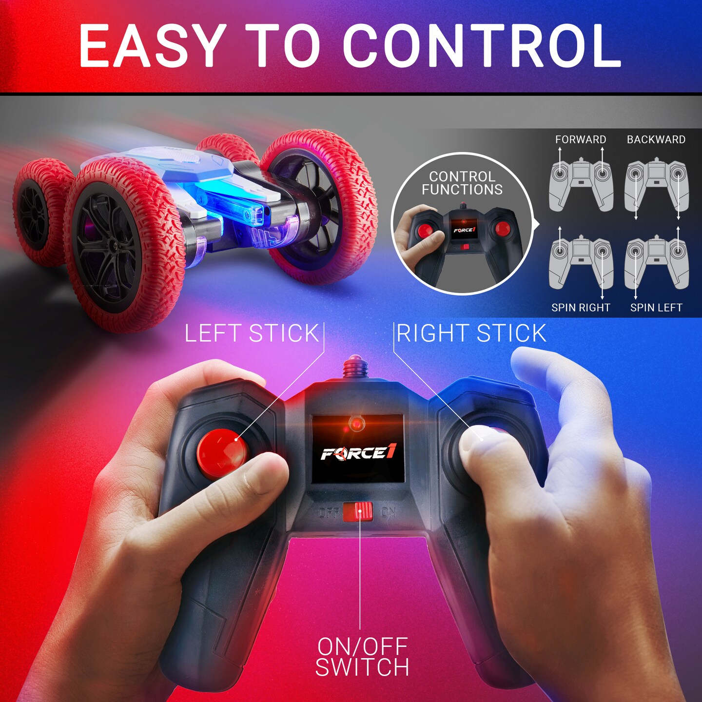 Force1 Tornado+ LED Remote Control Car for Kids