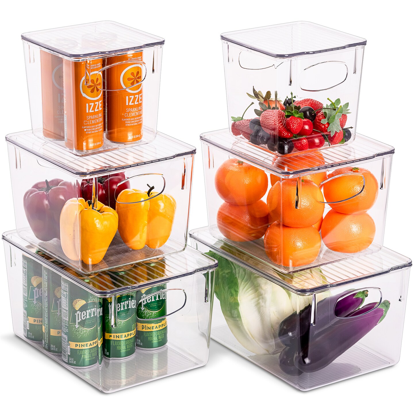 Sorbus Clear Plastic Storage Bins with Lids - for Kitchen Organization, Pantry Organizers and Storage, Fridge Organizer, Cabinet Organizer, Refrigerator Organizer Bins - Clear Storage Bins (6 pack)