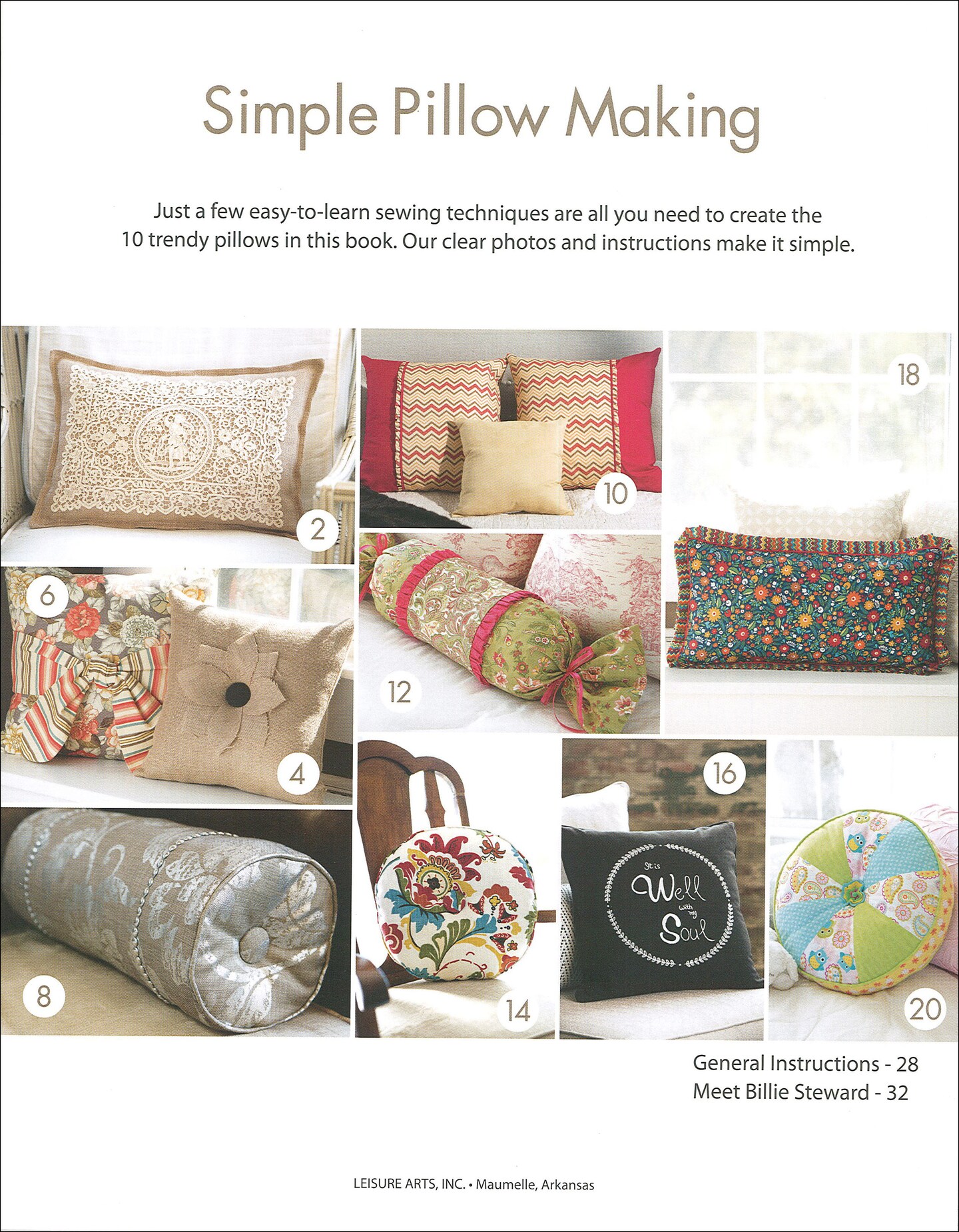 Leisure Arts Simple Pillow Making Crafting Book