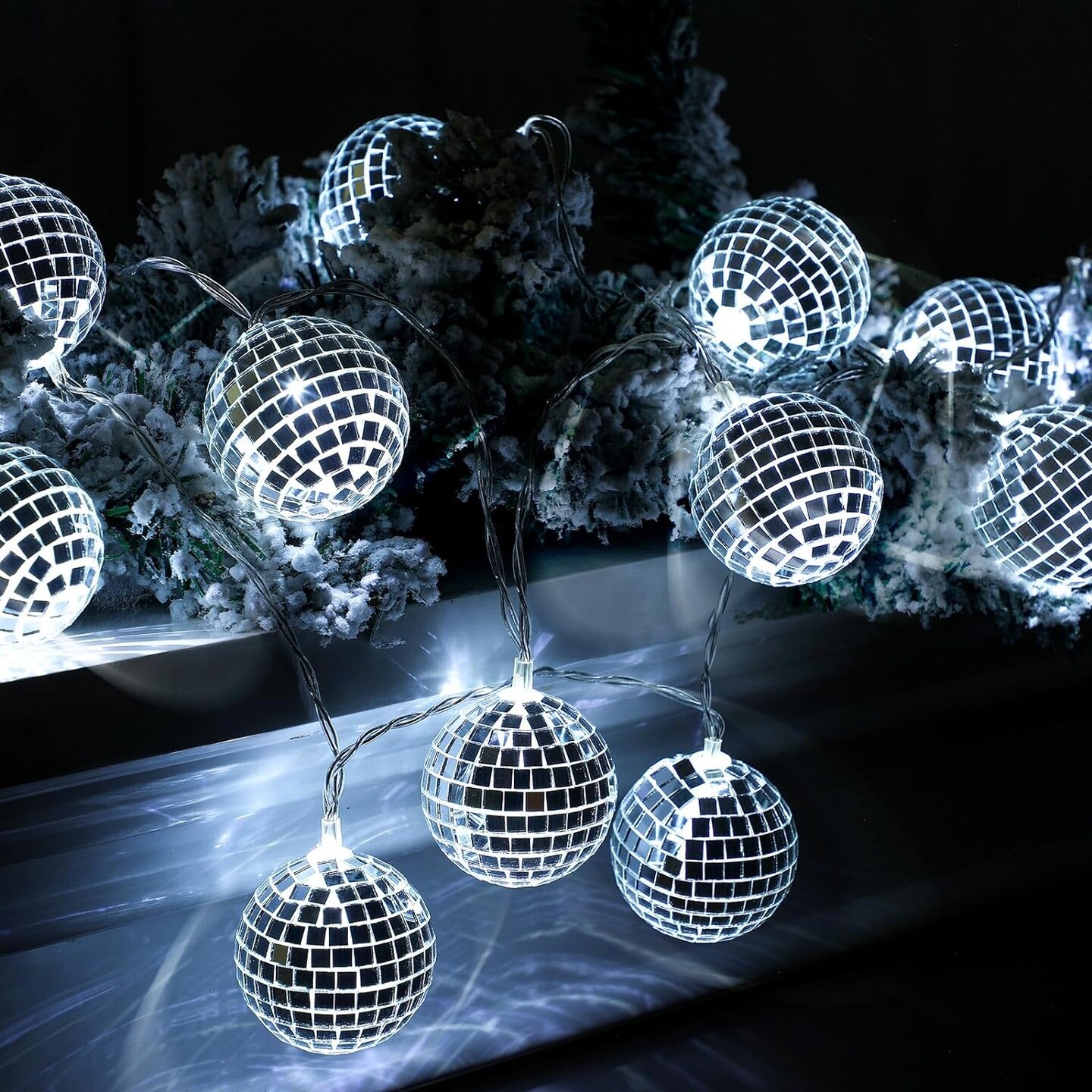 9.84 ft Battery Operated LED Disco Ball Light with String for Christmas