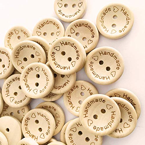 HengKe 100 pcs Wooden Handmade Buttons, Crafts Assorted Buttons