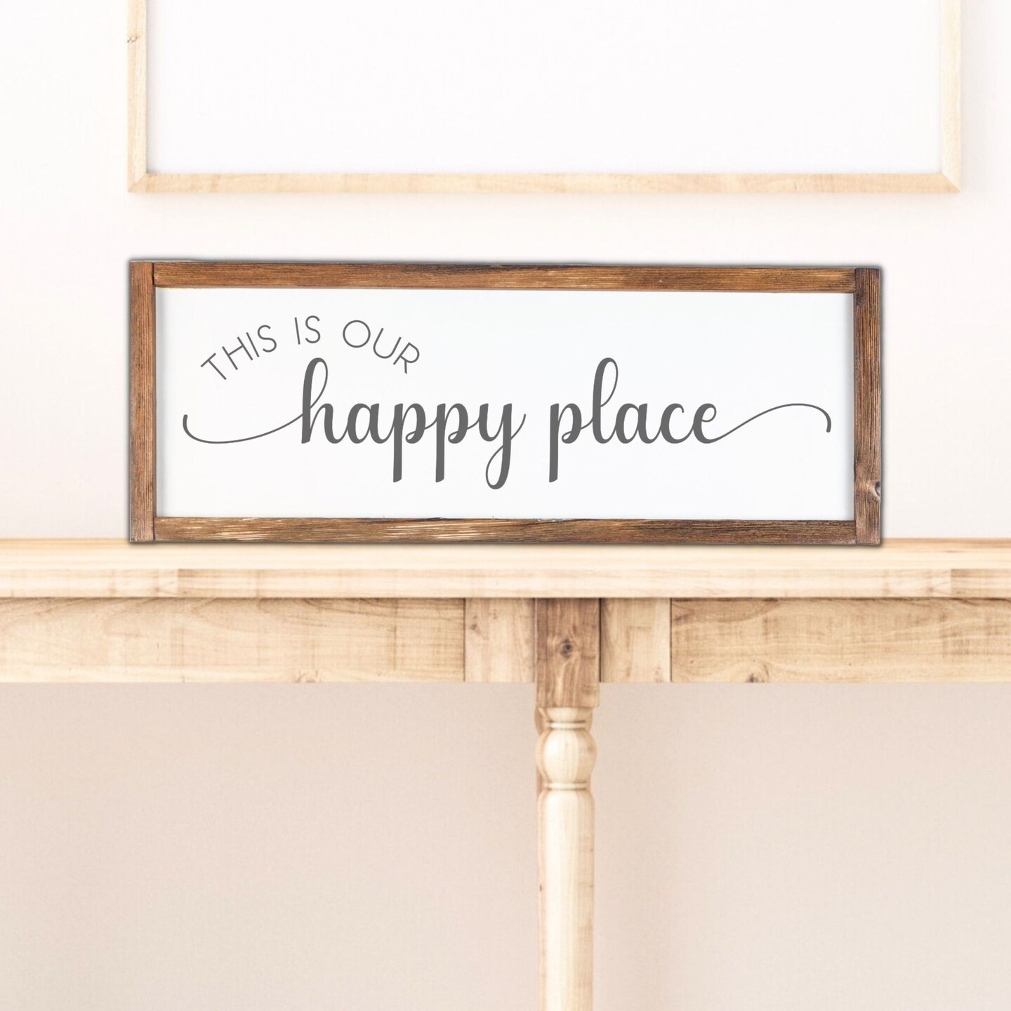 Woodsign Wandschild 'This Is Our Happy Place' – Vintage-Design, 30x15 Cm, Mit Aufhängeseil