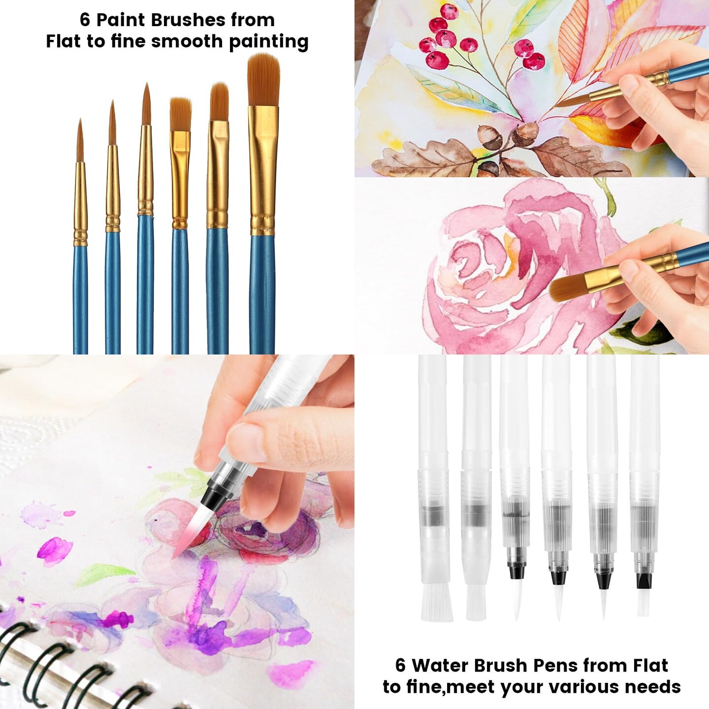48 watercolor set, Washable Paint Set, 6 Brush, 6 Refillable Water Brush Pen, Drawing Pad, Palette, Watercolor Set for Kids Adults Artist Beginners, Water Color Paint Sets for Kids