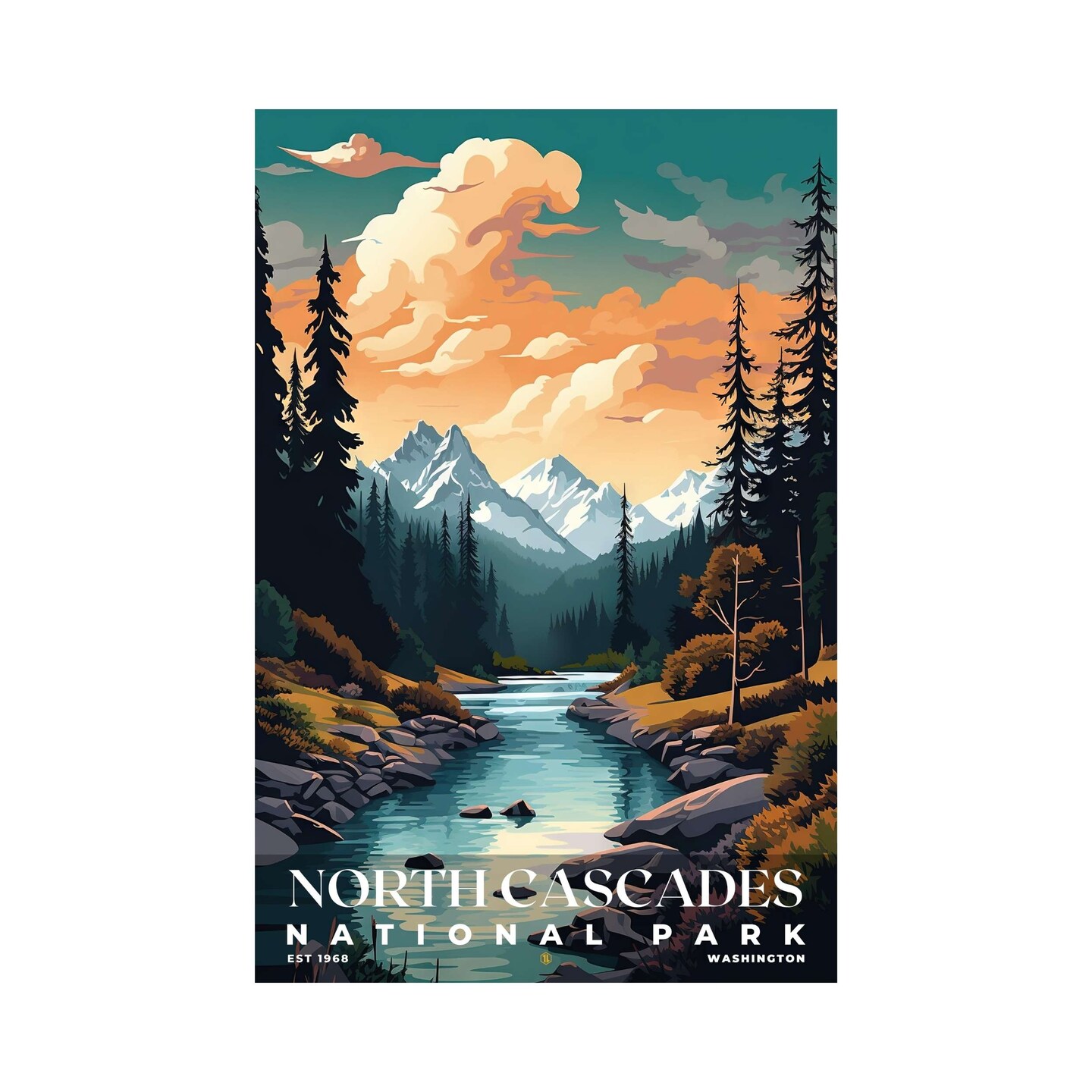 North Cascades National Park Poster, Travel Art, Office Poster, Home 