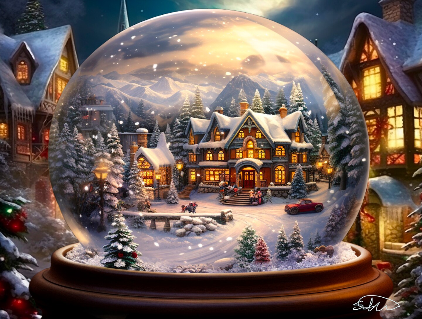 Sunsout Snow Globe Town 1000 pc   Jigsaw Puzzle 61834