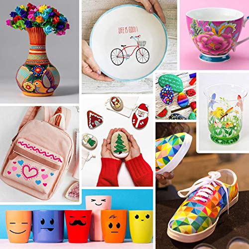 13 Colors Acrylic Markers Pens for Rock Painting, Paper, Plastic, Ceramic, Glass, Wood, Metal, Scrapbooking Craft, Card Making, Canvas. Water-Based, Non-Toxic, Quick Dry, Medium Tip,