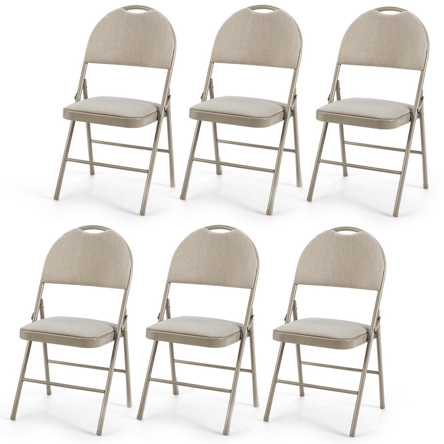 Set of 6 Folding Fabric Upholstered Metal Chairs
