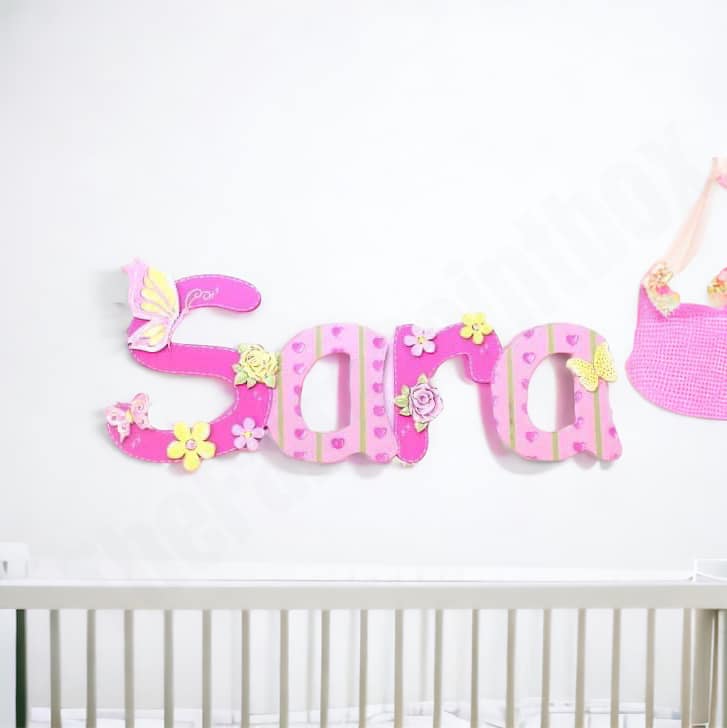 Valentines Painted Wood Letters, Butterfly Baby Name Wall Letters ...