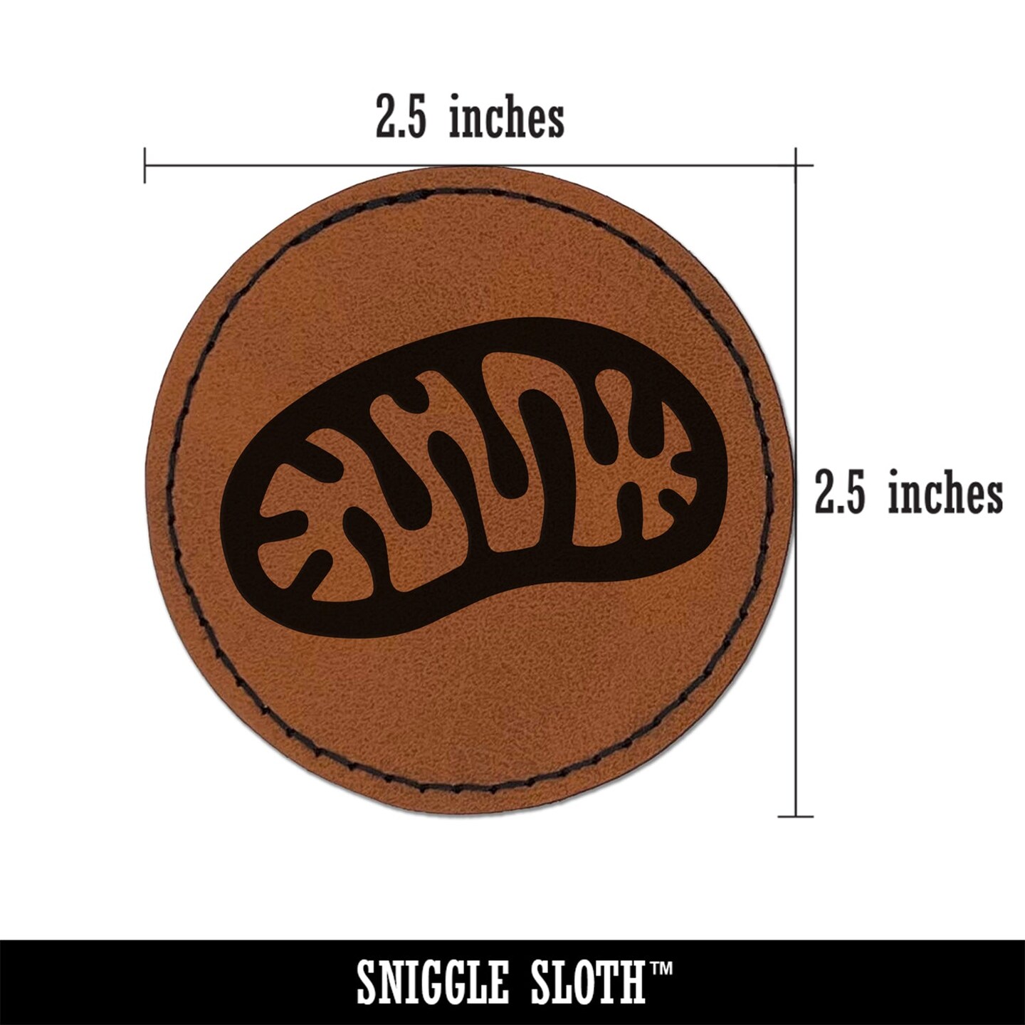 Mitochondria Cell Organelle Round Iron-On Engraved Faux Leather Patch Applique - 2.5&#x22;