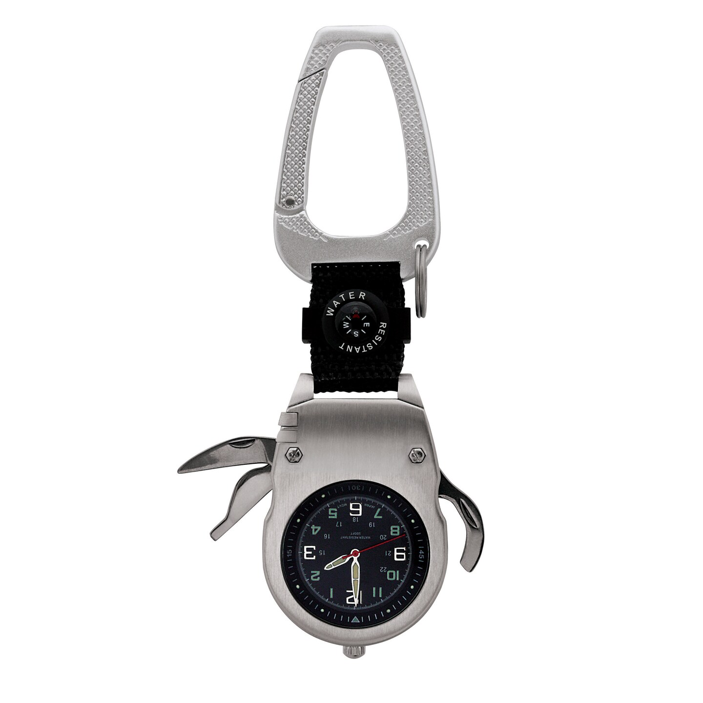 Silver Walking Liberty Half Dollar Coin Multi-Tool Pocket Watch Compass