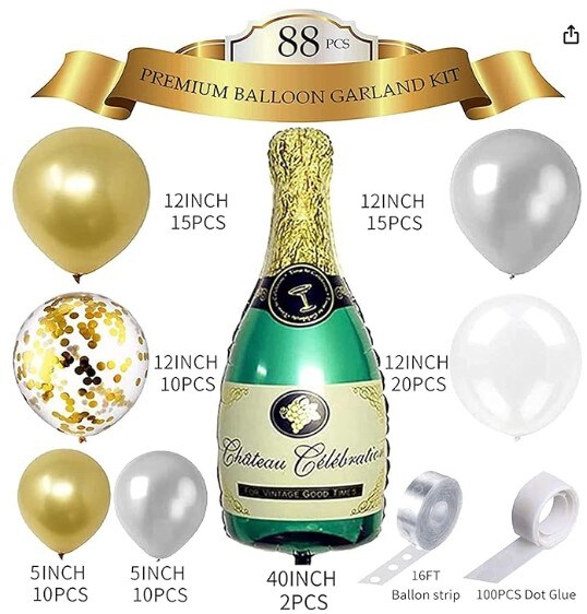 Bachelorette Anniversary Party Decorations 88 PCS Champagne Bottle Balloon Garland Arch Kit