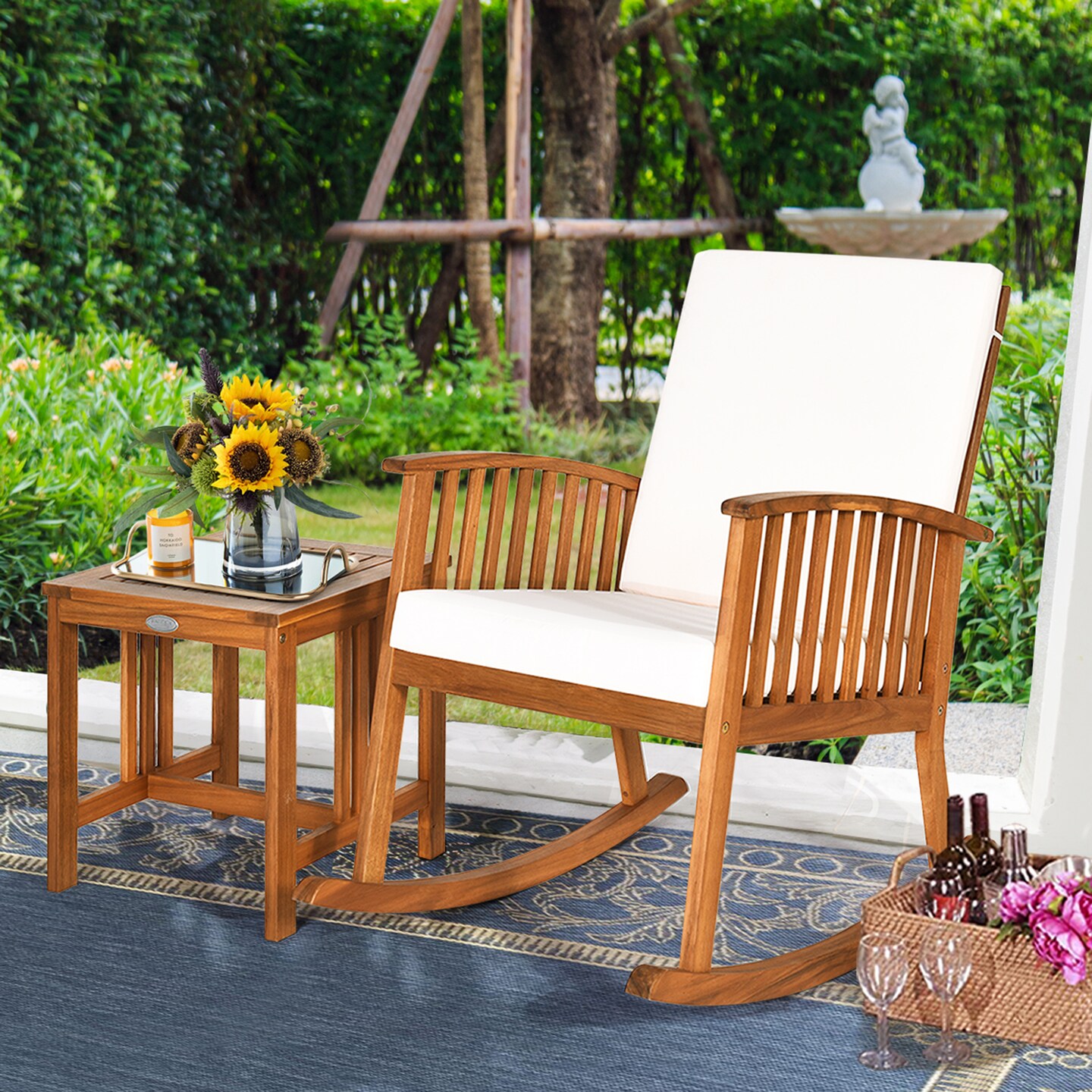 Acacia wood rocking chair sales